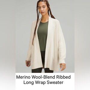 lululemon Merino Wool-Blend Ribbed Long Wrap Sweater Cardigan size 4